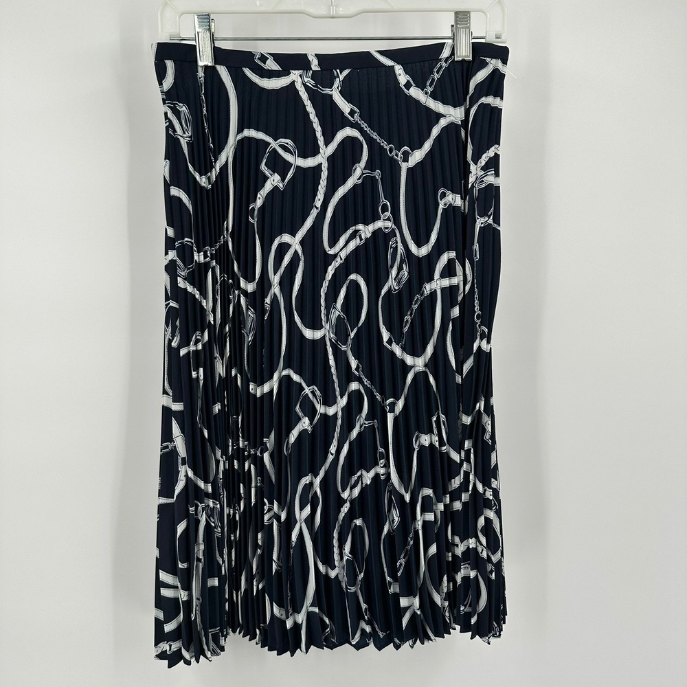Lauren Ralph Lauren Womens Old Money Chain Print Midi Skirt Sz 4 Preppy Timeless